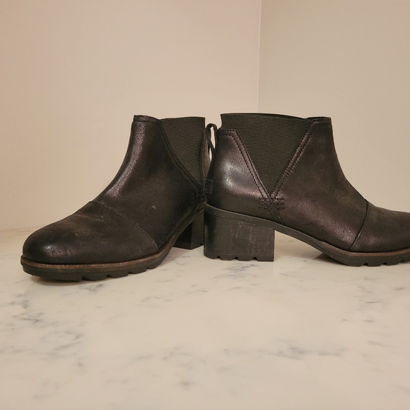 Sorel Black Waterproof Leather Booties, 8.5 - Picture 5 of 6